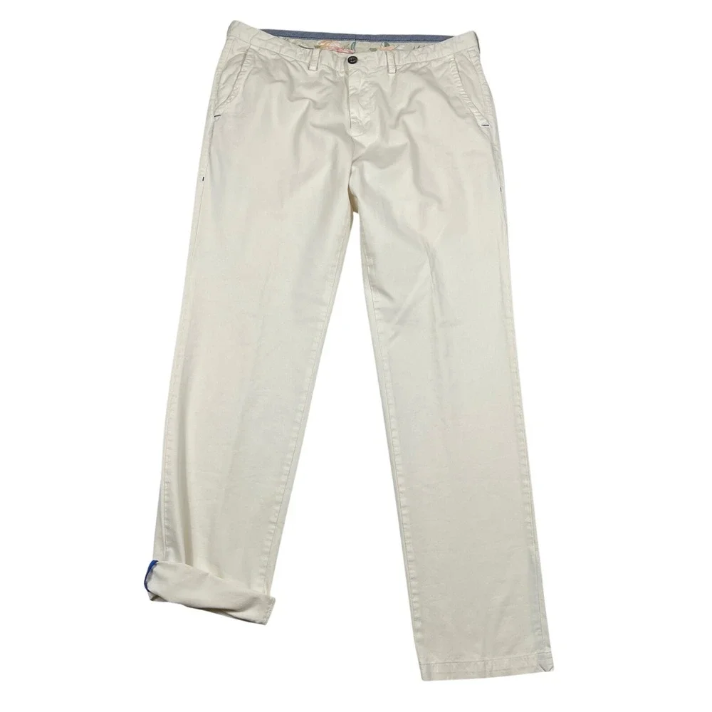 Tommy Bahama Chino Pants Mens 36x34 Off White Boracay Pima Cotton Casual Chinos